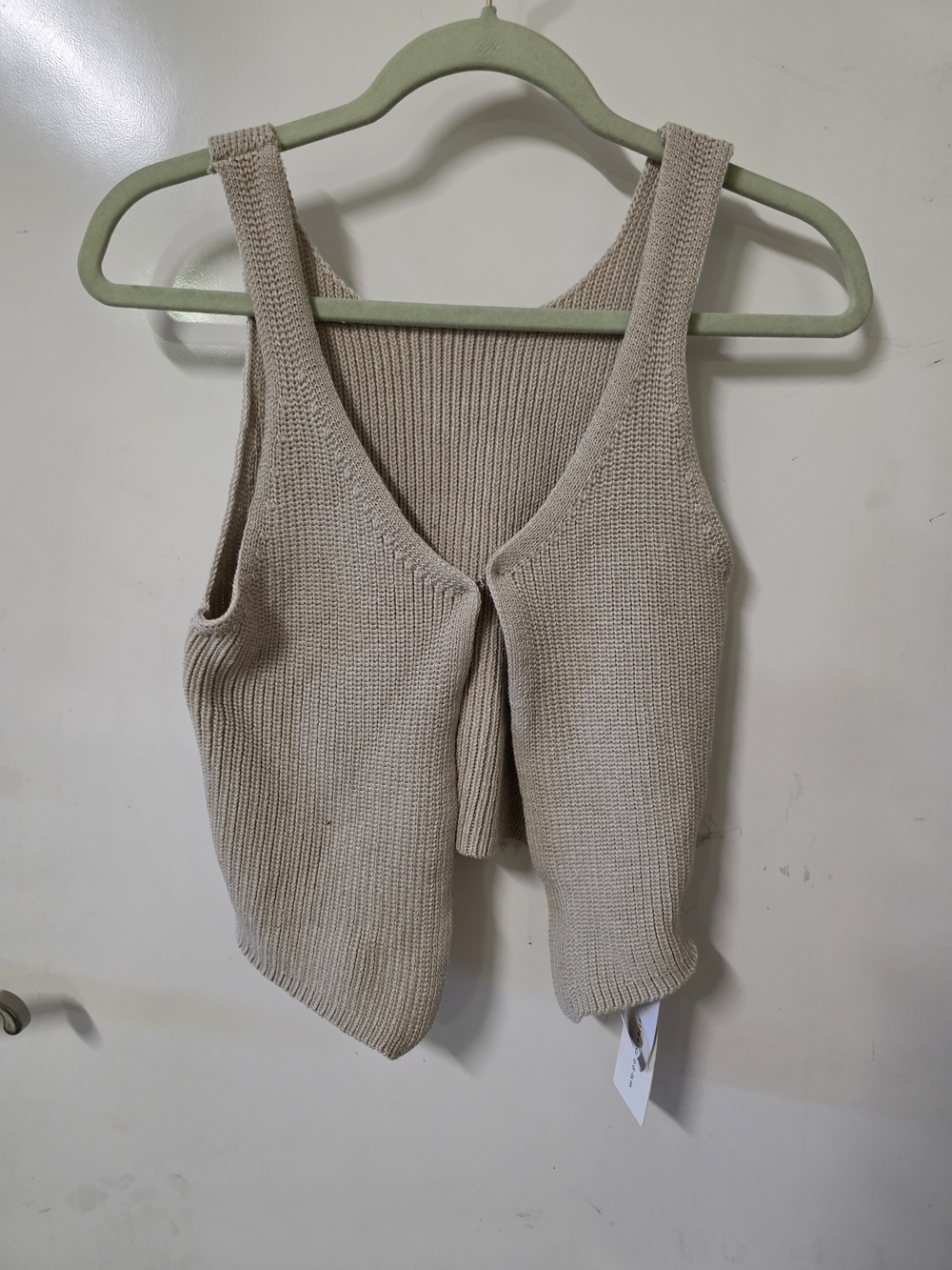 Commense Beige Knit Tie-Front Tank